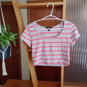 Urban Planet Grey Pink Crop top striped large